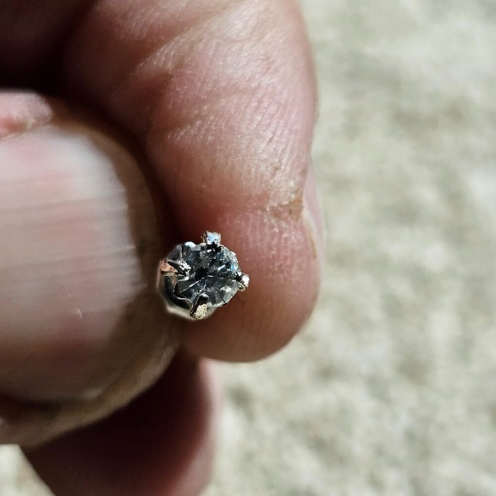 Single created sapphire earring